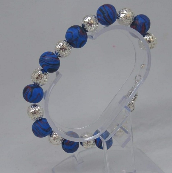 Unique Handmade Polymer Clay Beaded Bracelet - Picture 3 of 4